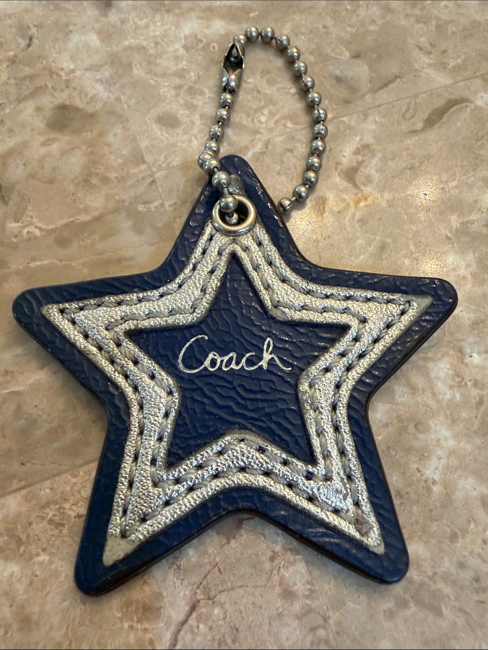 Coach Navy Star Leather Bag Charm with Silver Accents - Picture 6 of 13